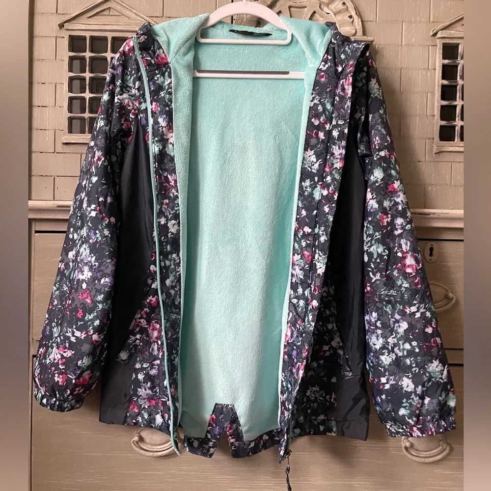 Stoic Girls’ Floral Printed Faux “Fur” Lined Raincoat